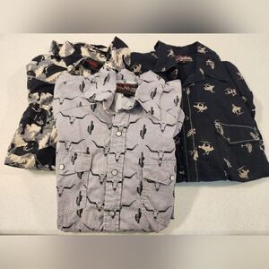 Men’s Rock & Roll Denim Lot Of 3 Pearl Snap Long Sleeve Shirts Size Large Read